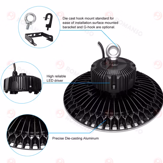 Romanso 100W 150W 200W 240W UFO LED High Bay Light LED Lighting